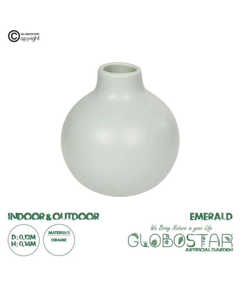 GloboStar® Artificial Garden EMERALD 21279 Διακοσμητικό Κεραμικό Βάζo Τιρκουάζ Π12 x Μ12 x Υ14cm
